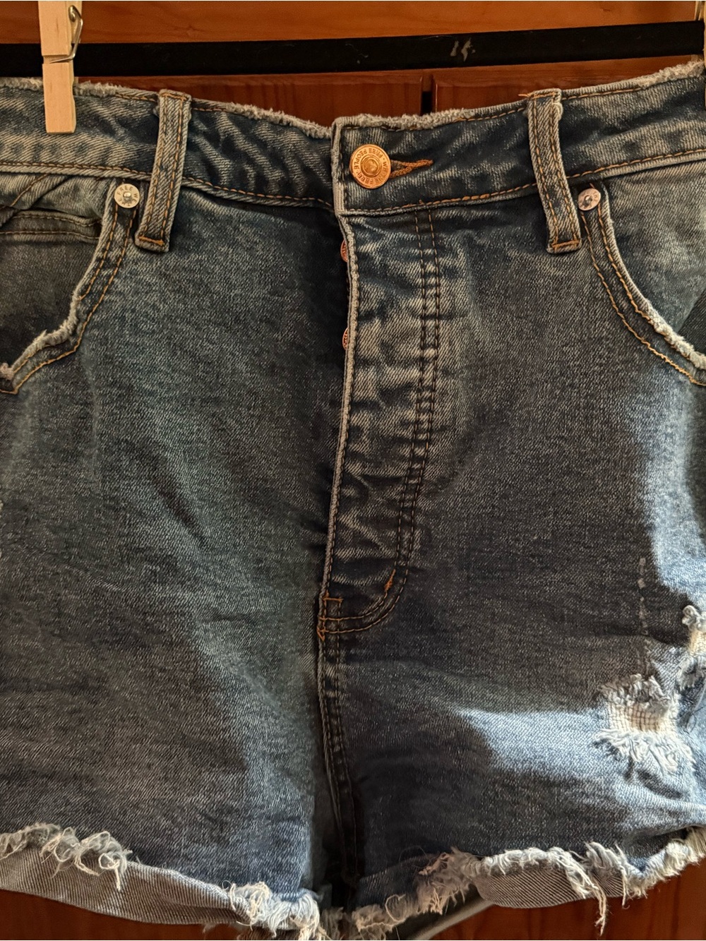 Free People We the Free Relaxed Distressed Denim Shorts